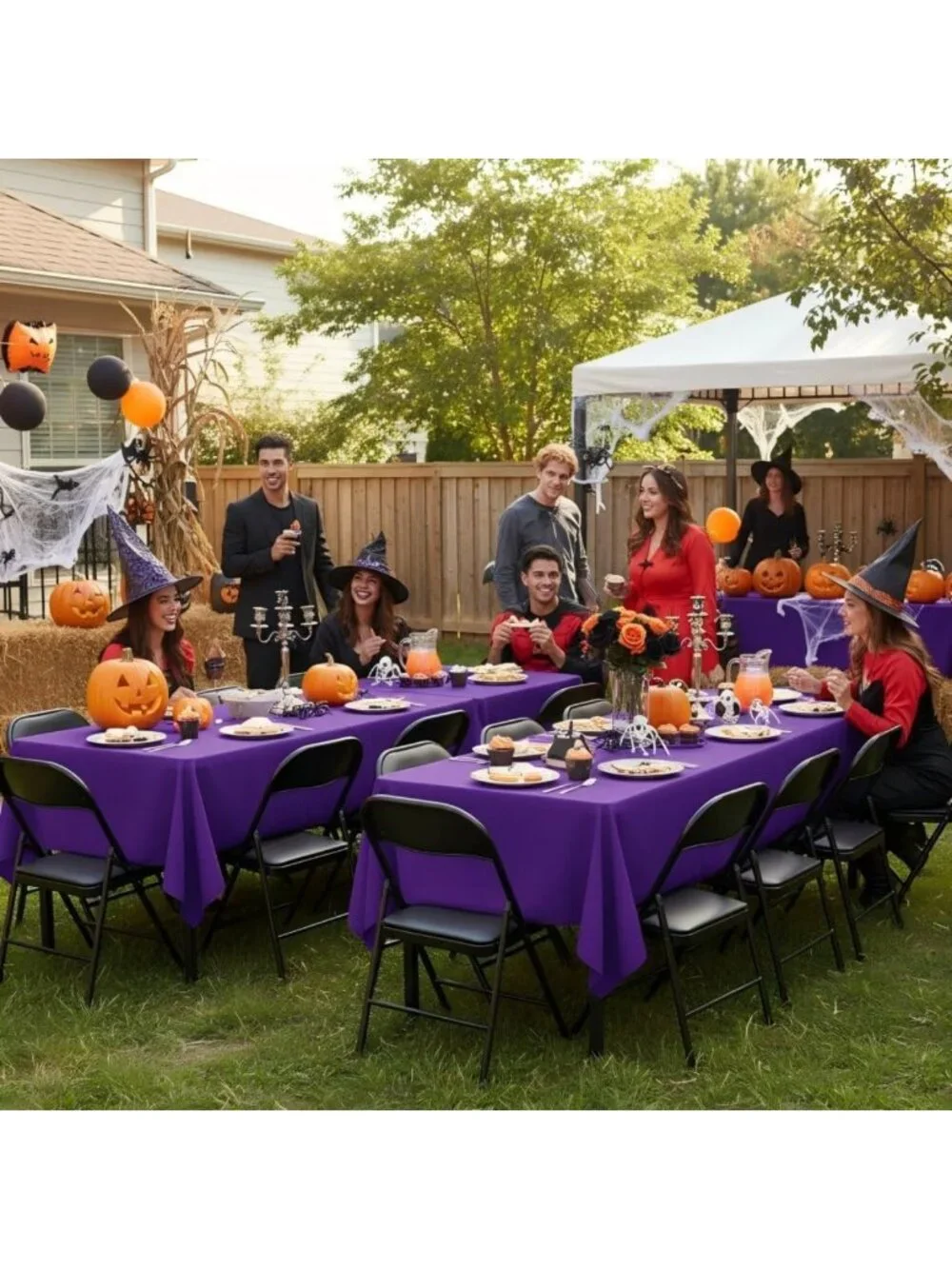 Purple Rectangle Tablecloths - 8 Pack for 8 Foot Tables, Party & Event Decor